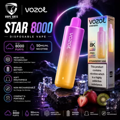 Vozol Star 8000 50mg Disposable Vape – Non-Rechargeable - Blackberry Ice / 50mg
