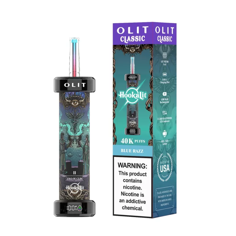 Built in USA | OLIT HookaLit 40K Puff Disposable E-Hookah - 40,000 Puffs - Blueberry Ice π - Image 2