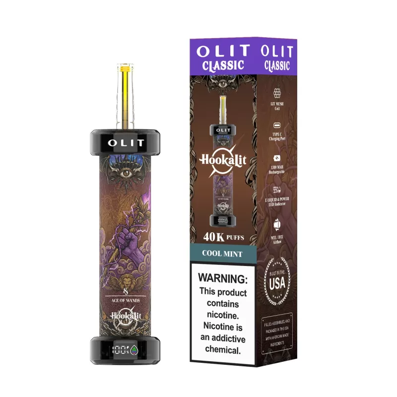 Built in USA | OLIT HookaLit 40K Puff Disposable E-Hookah - 40,000 Puffs - Blueberry Ice π - Image 3