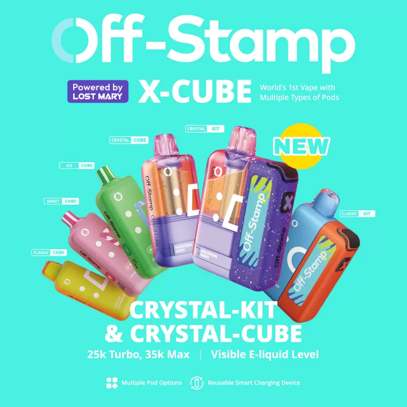 Made in Indonesia | Off-Stamp X-CUBE "Crystal Cube" 35K Disposable KIT – 35,000 Puffs - Blue Razz Ice