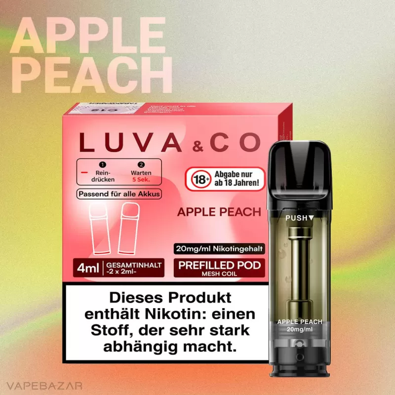 Luva & Co Pods – Apple Peach (2er Pack) - LUVA & CO / Aromastoffe / Nikotin / Glycerin / 2-isopropyl-N,2,3 -trimethylbutyramide / Propylenglykol / ca. 1200 insgesamt - Image 2