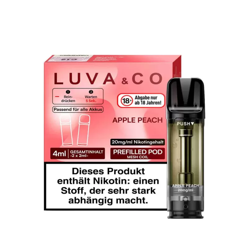 Luva & Co Pods – Apple Peach (2er Pack) - LUVA & CO / Aromastoffe / Nikotin / Glycerin / 2-isopropyl-N,2,3 -trimethylbutyramide / Propylenglykol / ca. 1200 insgesamt - Image 3