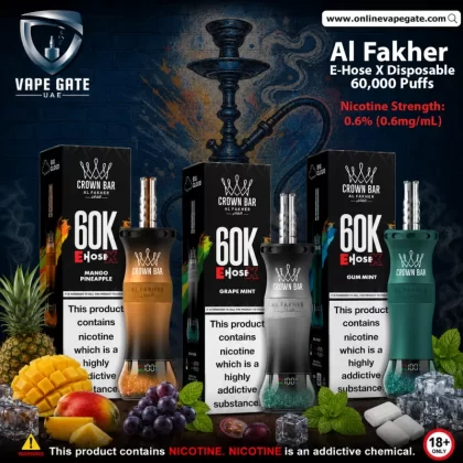 Al Fakher - E-Hose X Rechargeable Disposable Vape 60,000 Puffs - Strawberry Punch / 6 mg