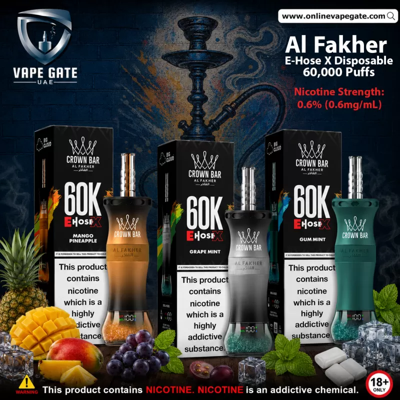 Al Fakher - E-Hose X Rechargeable Disposable Vape 60,000 Puffs - Strawberry Punch / 6 mg