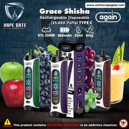 Again Grace Shisha Disposable Rechargeable Vape (25,000 Puffs) - Pina Colada / 6 mg