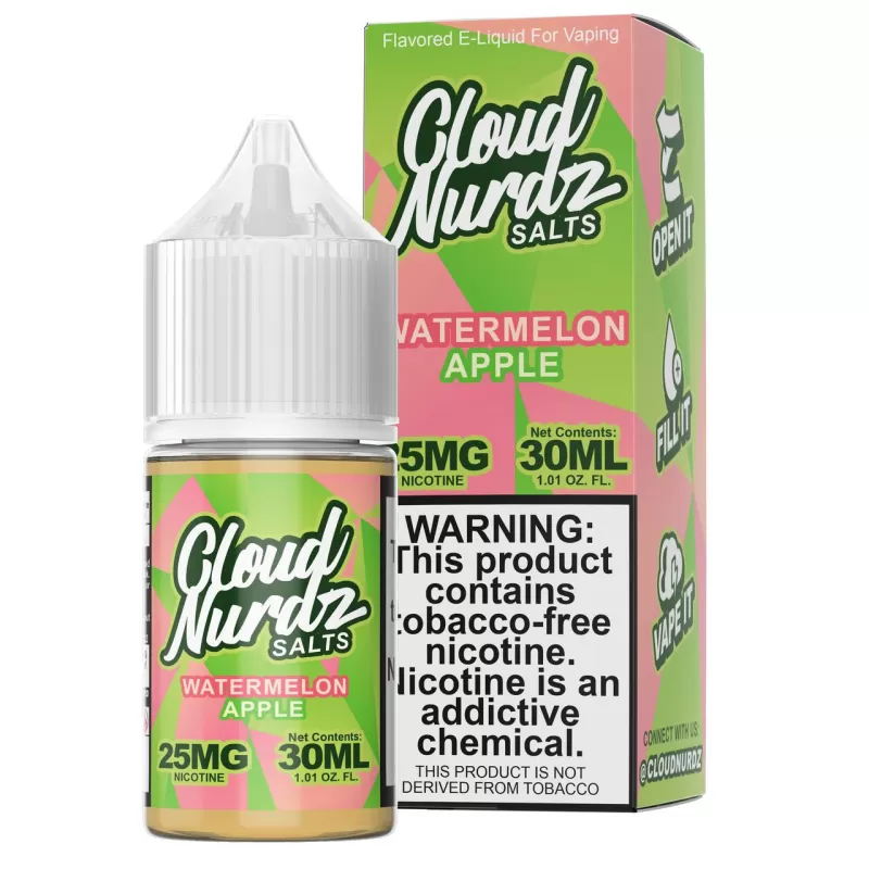 Cloud Nurdz TFN Salt Premium E-Liquid 30ml - ICED Watermelon Apple / 25mg - Image 3