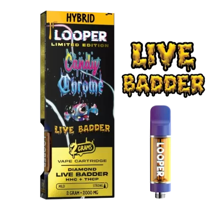 Live Badder 2g Cartridge: Candy Chrome by Looper Vape - Vape Store
