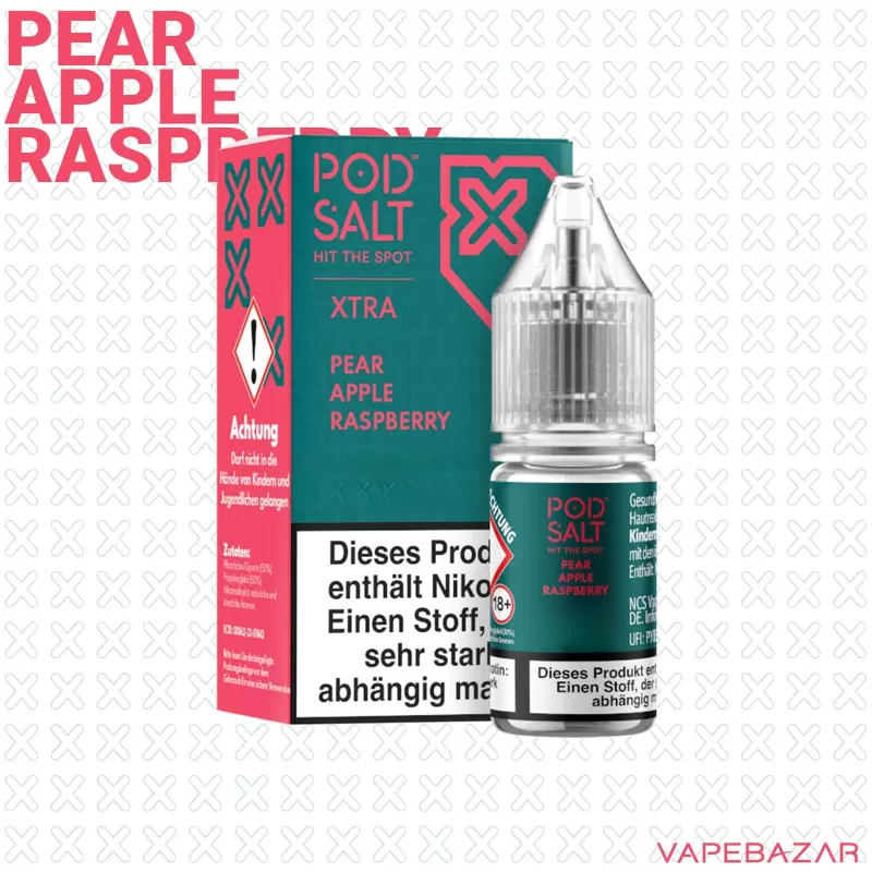 Pod Salt X Nikotinsalz Liquid – Pear Apple Raspberry - 10mg/ml, 20mg/ml - Image 2