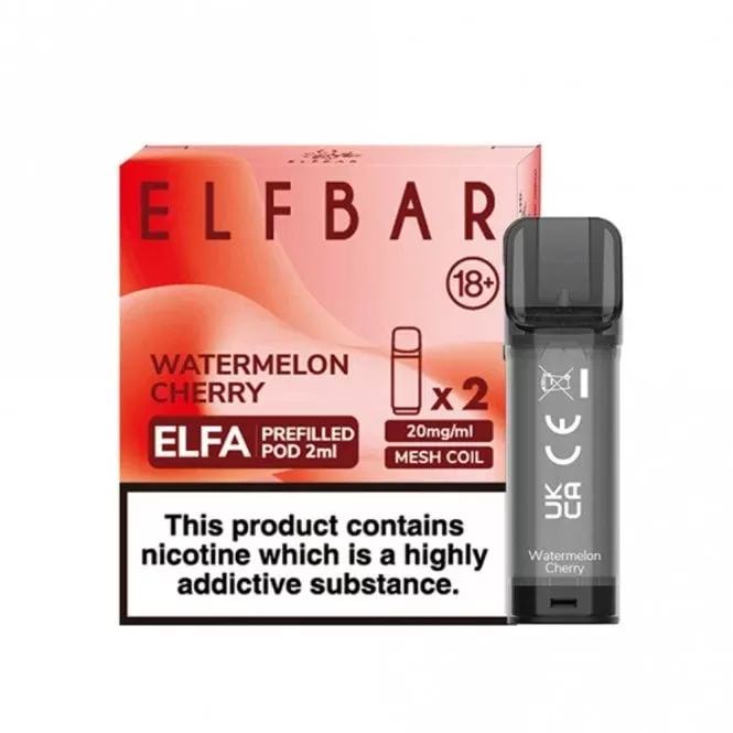 Elf Bar Elfa Watermelon Cherry Nic Salt E Liquid Pods – Elfa Series (2 x 2ml)
