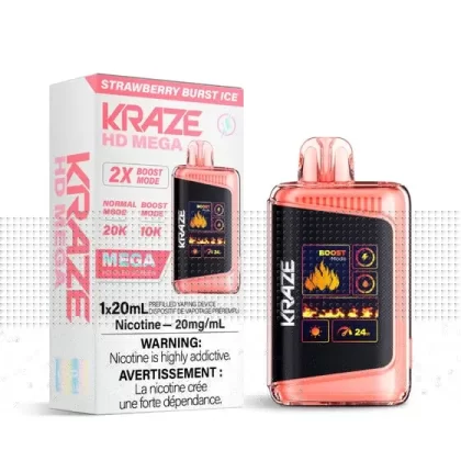 Kraze HD Mega Disposable Vape – 20K Puffs – Strawberry Burst Ice