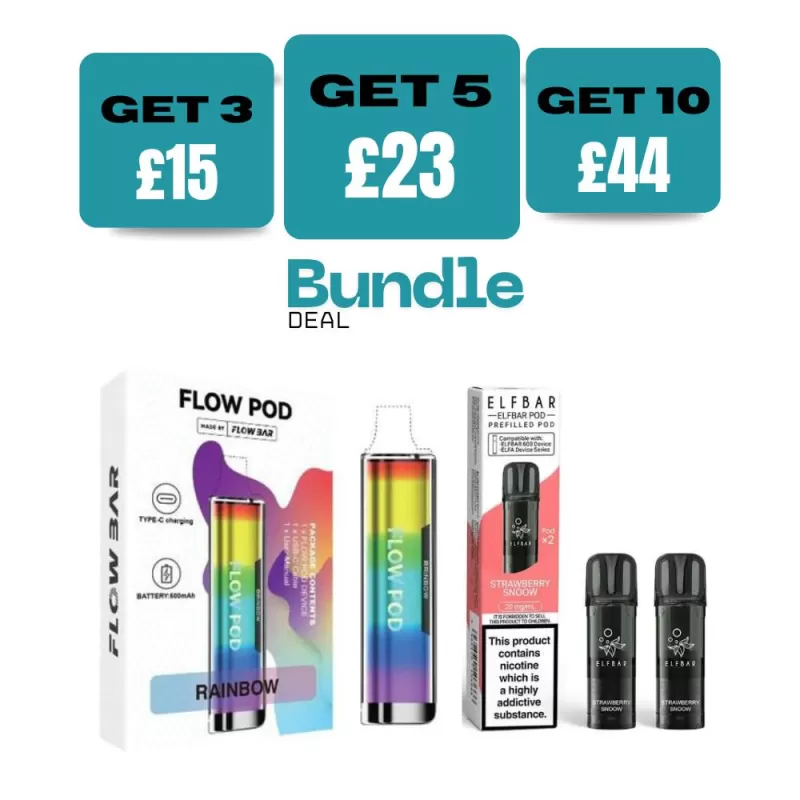 Flow Pod CP600 Pod Kit + Elf Bar 600 Prefilled Pods (Bundle) - Aurora Purple / Blueberry Raspberry
