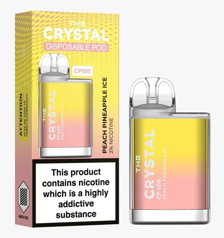 The Crystal CP600 Disposable Vape – Peach Pineapple Ice – Box of 10