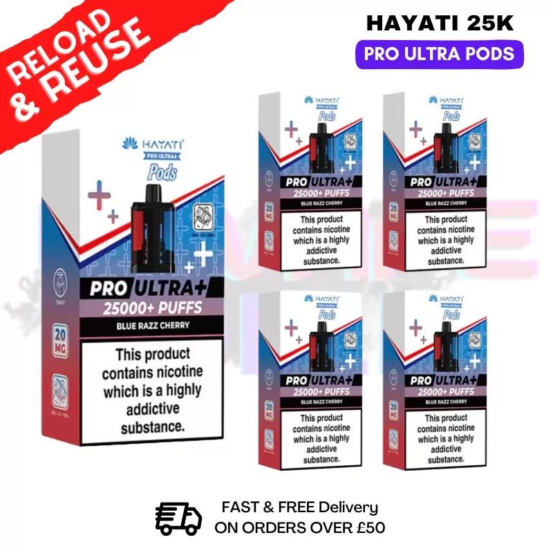 Hayati 25K Blue Razz Cherry Replacement Pods Box Of 5