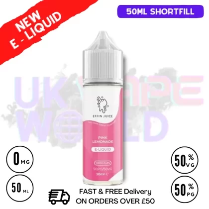 Pink Lemonade EFFIN Juice 50ML Shortfill Eliquid – ONLY £4.00