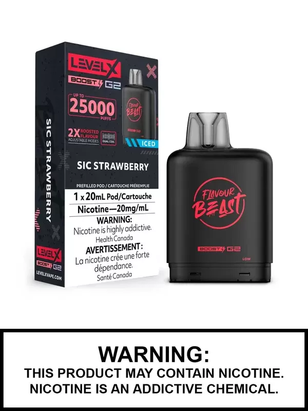 Sic Strawberry Iced Flavour Beast Level X Boost G2 Pods