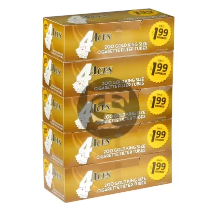 4 Aces Filter Tubes King Size $1.99 Gold 5 Cartons of 200