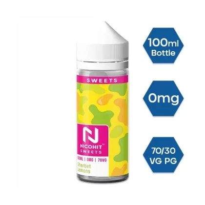 SHERBET LEMONS E LIQUID BY NICOHIT – SWEETS 100ML 70VG