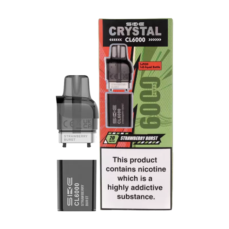 Strawberry Burst SKE Crystal CL6000 Pods - 20mg - Vape Product (3E9C49)