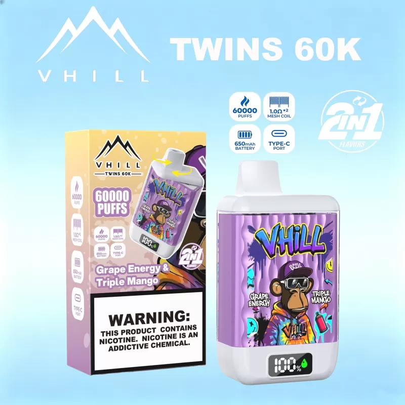 VHILL TWINS 60000 60K Puffs Dual Flavors LED Display Disposable Vape EU Warehouse - Vapeq10 - Image 3