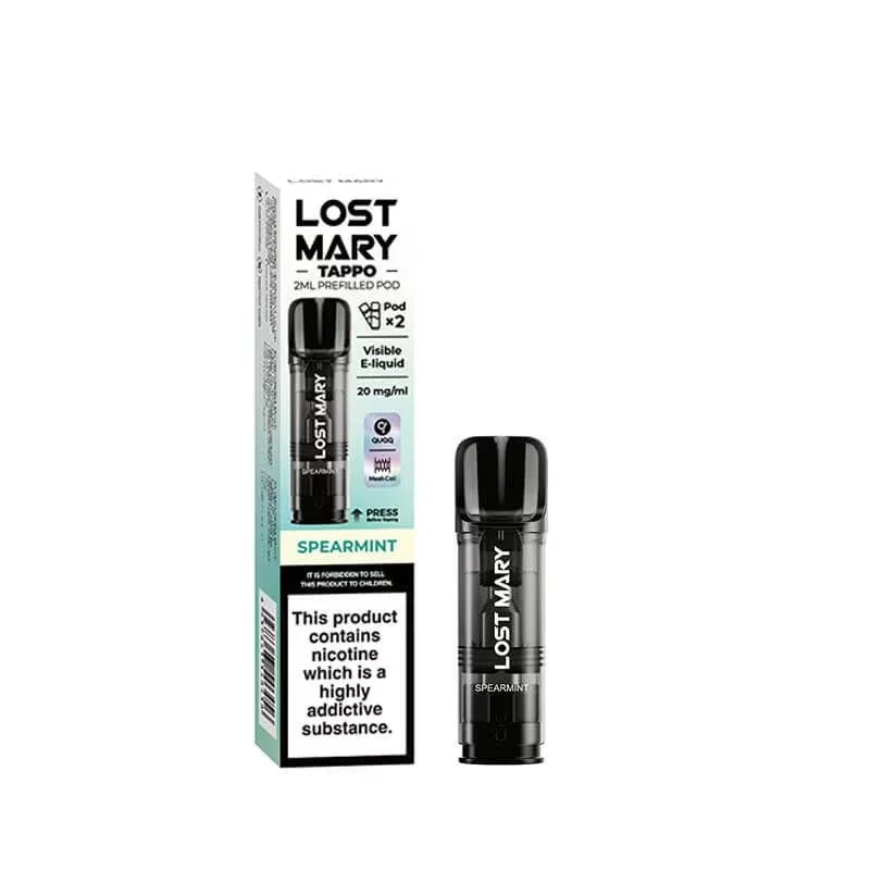 Spearmint Lost Mary Tappo Pods 2pk, 20mg – Packs of 5 or 10
