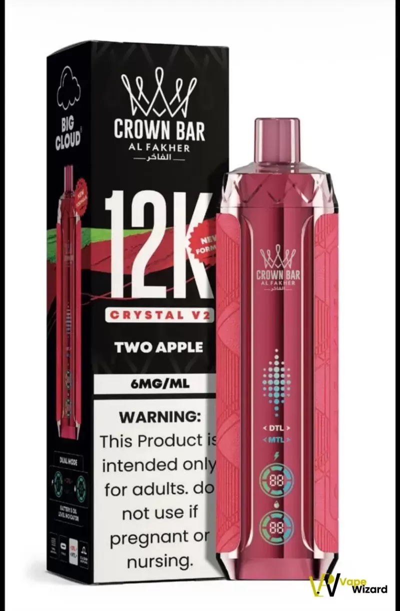 Al Fakher Crown Bar 12K Crystal V2 Disposable Vape - Berry Ice, Cool Mango; Vape Product, Box of 10 Pcs - Image 2