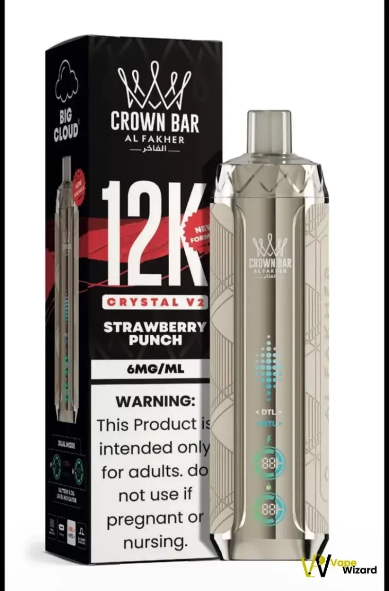 Al Fakher Crown Bar 12K Crystal V2 Disposable Vape - Berry Ice, Cool Mango; Vape Product, Box of 10 Pcs - Image 3