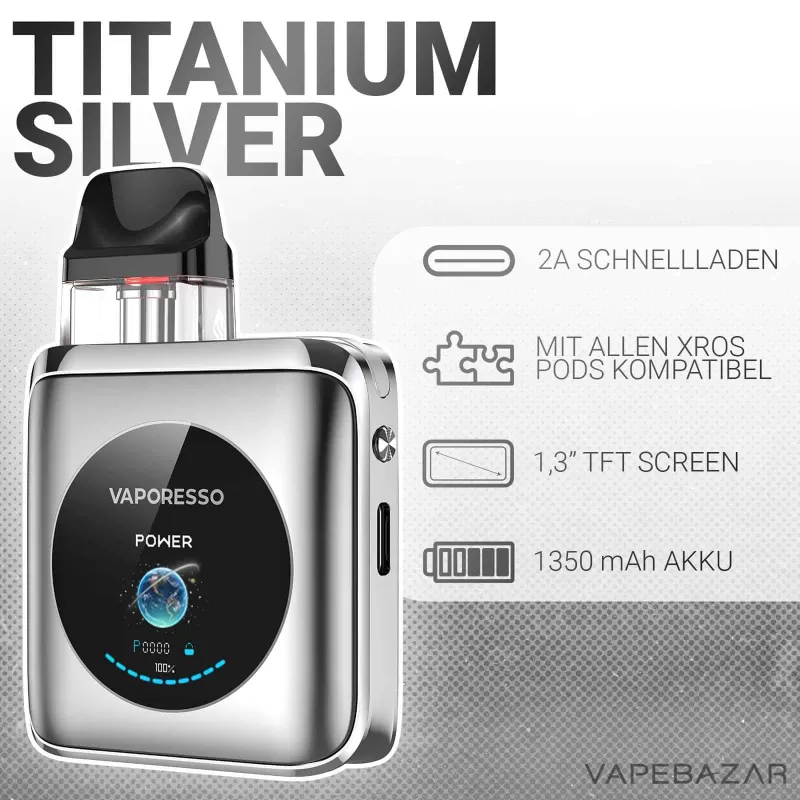Vaporesso XROS 4 NANO – Titanium Silver - Pod Kit; 1350 mAh - Image 2