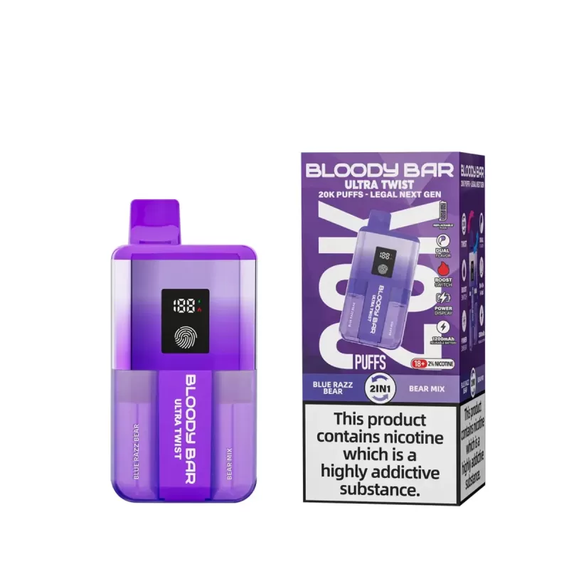Bloody Bar Ultra Twist 20K Prefilled Vape Kit - Blue Razz Bear / Bear Mix - Image 3