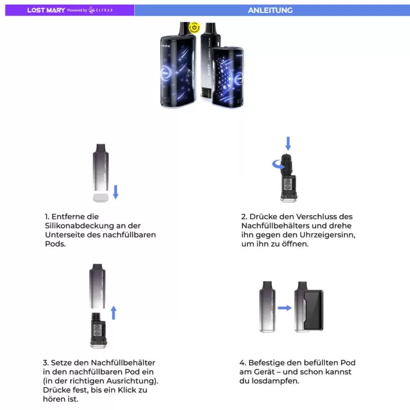 Lost Mary Nera Max – Blackberry Lychee + Leerpod - 20mg/ml / Brombeere / Lychee - Image 2