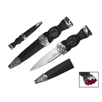 7.5″ Scottish Sgian-Dubh w/ Sheath - Blue, Green