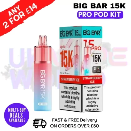 Strawberry Ice Big Bar 15K Prefilled Pod Kit – £7.89