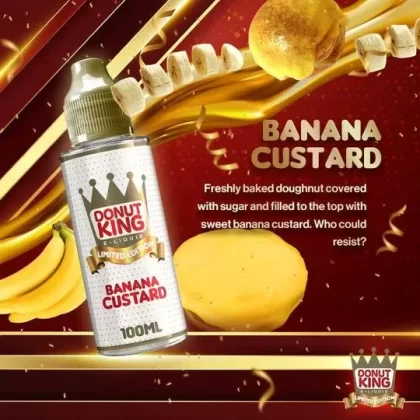 Donut King Limited Edition 100ml Shortfill E-Liquid - Flavour#Rhubarb Custard>Jaffa>Key Lime Creme>Passion Party>Creme De Menthe