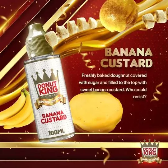 Donut King Limited Edition 100ml Shortfill E-Liquid - Flavour#Rhubarb Custard>Jaffa>Key Lime Creme>Passion Party>Creme De Menthe