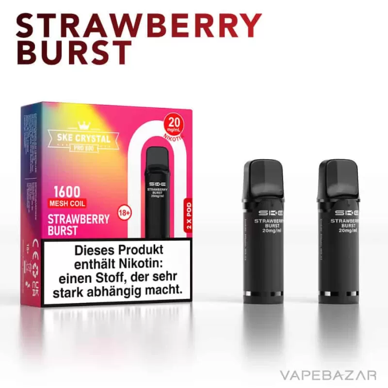SKE Crystal 800 Pro Pods – Strawberry Burst (2er Pack) - SKE Crystal / Propylenglykol / Aromastoffe / Nikotin / Glycerin / ca. 1600 insgesamt - Image 2
