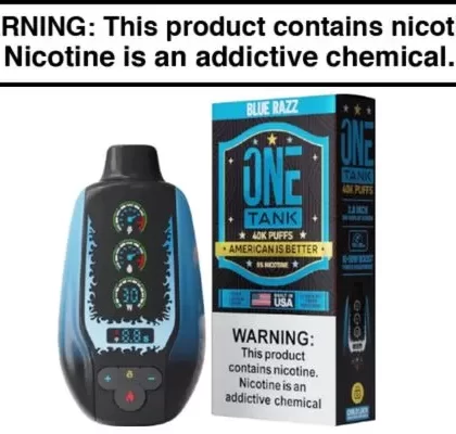One Tank 40K Disposable Vape – 40,000 Puffs - Blue Razz, Dr. Mint (157D22)