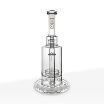 BIO Glass | Triple Updome Percolator Inline Stemless Water Pipe | 16″ – 14mm – Various Colors