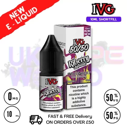 IVG 50/50 Riberry Lemonade 10ml E Liquid – ONLY £1.99