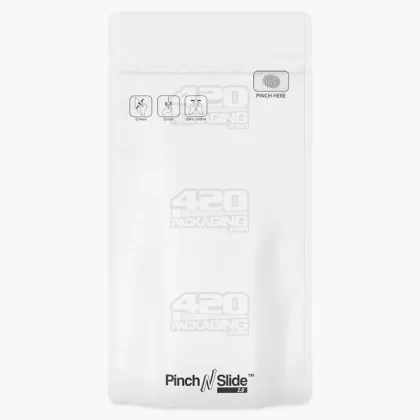 Child Resistant & Tamper Evident | Pinch N Slide 3.0 Matte White Mylar Bags | 5in x 8.8in – 14g – 250 Count
