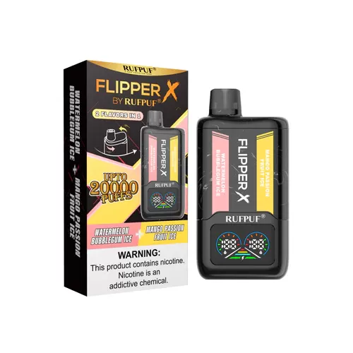 RufPuf Flipper X 20000 Puffs Price in Pakistan – Watermelon Bubblegum + Mango Passion Ice 40Mg - Image 2