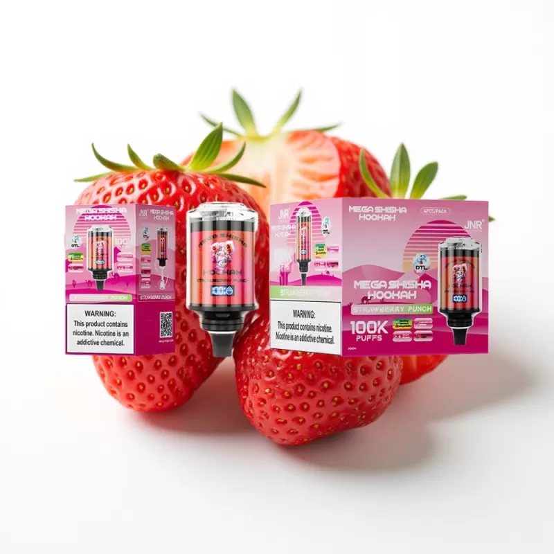 JNR Mega Shisha Hookah 100K Compatibilidad de Escritorio Fresa Punch 60ml 2200mAh - Fumotvapemexico - Image 3