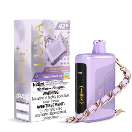 Kraze Luna Disposable Vape – 42K Puffs – Glitz Grape Ice