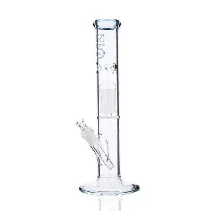 BIO Glass | Single Chamber 10-Arm Tree Perc Straight Color Trim Water Pipe | 14″ – 14mm – Various Colors