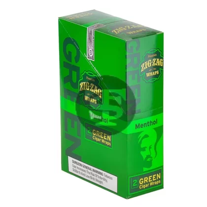 Zig Zag Wraps Premium Green Menthol 25 Packs of 2 - Vape Store