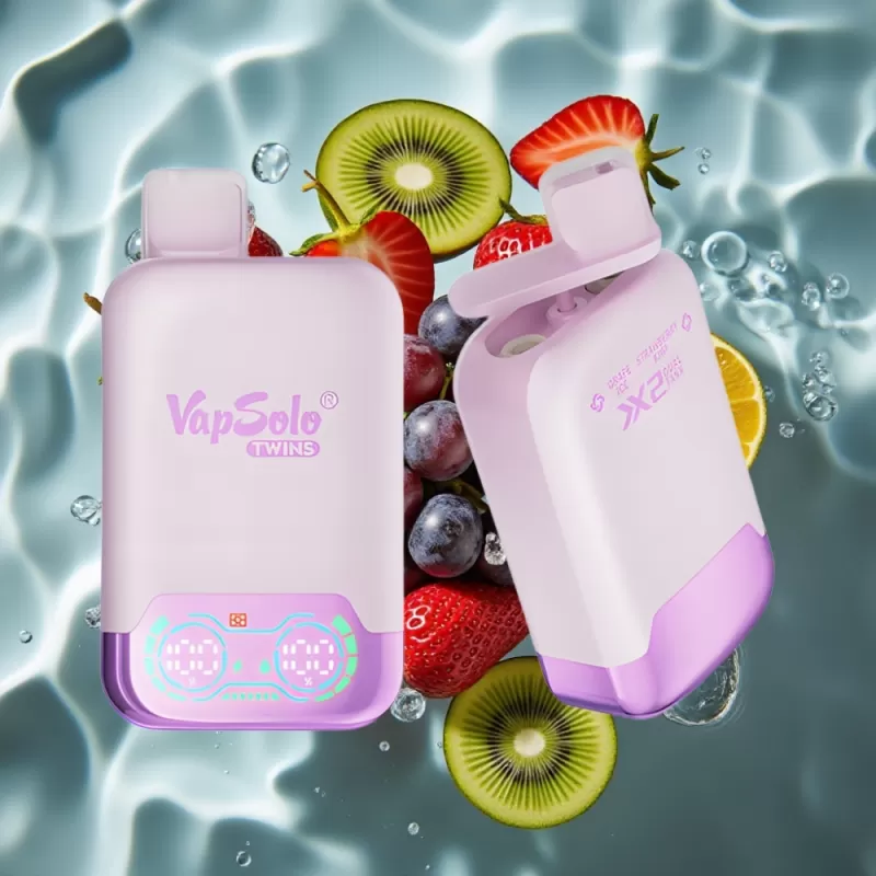 Vapsolo Twins 20000 Puffs Dual Tank Disposable Vape – Grape Ice & Strawberry Kiwi, 40ml E-Liquid, Type-C Charging - Bangvapeaustralia
