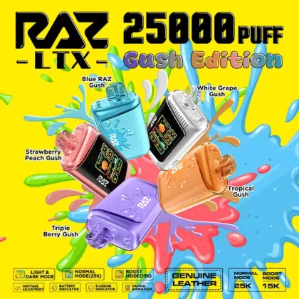 RAZ LTX 25K "Gush Edition" Puff Disposable Device – 25000 Puffs - Strawberry Peach Gush
