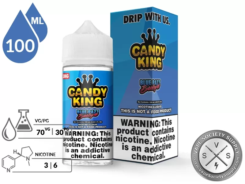 Blue Razz Bubblegum Candy King 100ml - Image 2