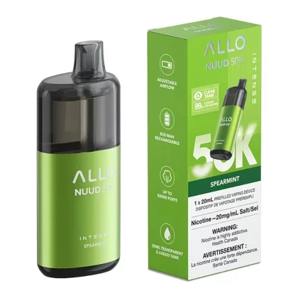 Allo Intense Nuud 50K Disposable Vape Device – Spearmint 20ml - Nicotine Strength#20mg/ml