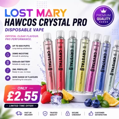 Lost Mary HAWCOS Crystal Pro 20mg – 600 Puffs - 500mAh; D. 20mg