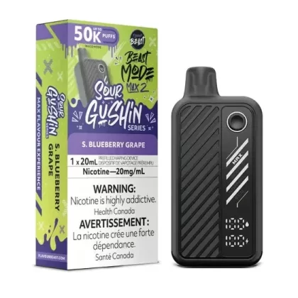 Flavour Beast Mode Max 2 – Sour Gushin S. Blueberry Grape – 50,000 Puffs