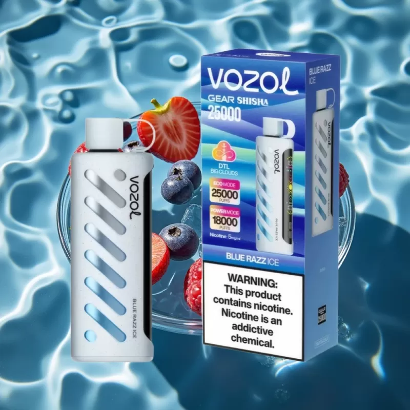VOZOL Gear Shisha 25000 Puffs Dual Mesh Blue Razz Ice Disposable Vape with S.i.L.C Tech & 1000mAh Battery - Bangvapeaustralia - Image 2